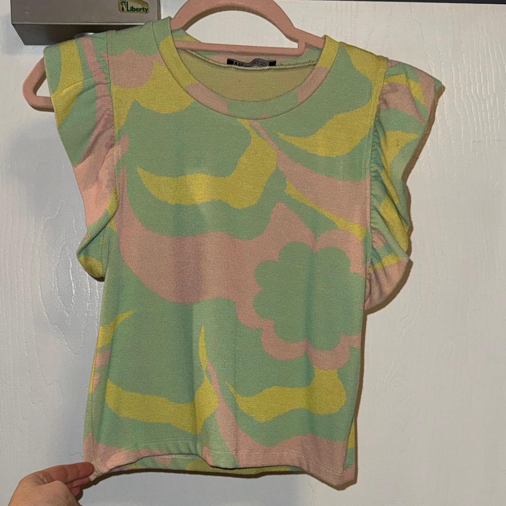Zara Pastel Yellow and Pink Top